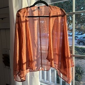 Unique Chiffon Shawl or Coverup - Salmon Color w. Pattern